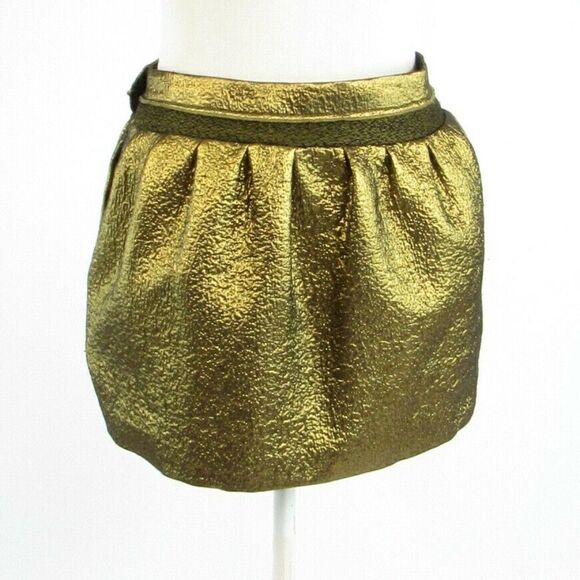 Metallic gold DIANE VON FURSTENBERG mini skirt 0 - Picture 3 of 8